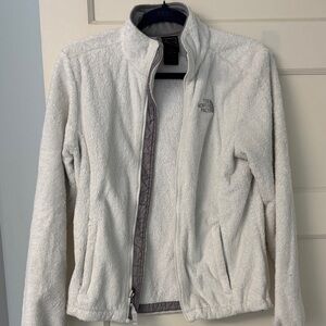 The North Face Cream Sherpa Jacket with Grey Trim